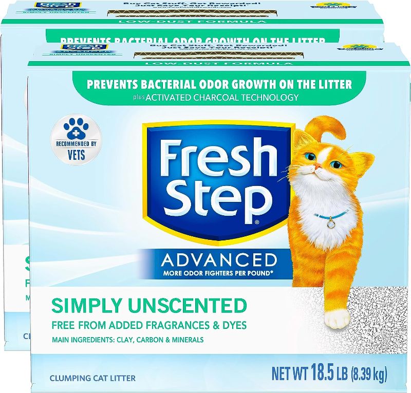 Photo 1 of Fresh Step Clumping Cat Litter, Advanced, Simply Unscented, Extra Large, 37 Pounds total (2 Pack of 18.5lb Boxes)
