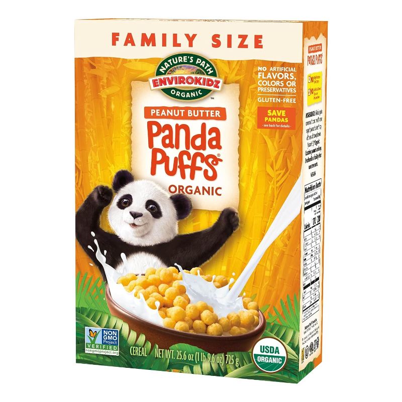 Photo 1 of **EXP DATE FEB 2024!! Panda Puffs Organic Peanut Butter Cereal, 25.6 Ounce (Pack of 6), Gluten Free, Non-GMO, EnviroKidz by Nature's Path
