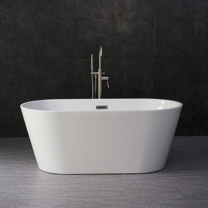 Photo 1 of Acrylic Freestanding Bathtub Contemporary Soaking Tub Overflow and Drain, BTA1514 59" Chrome