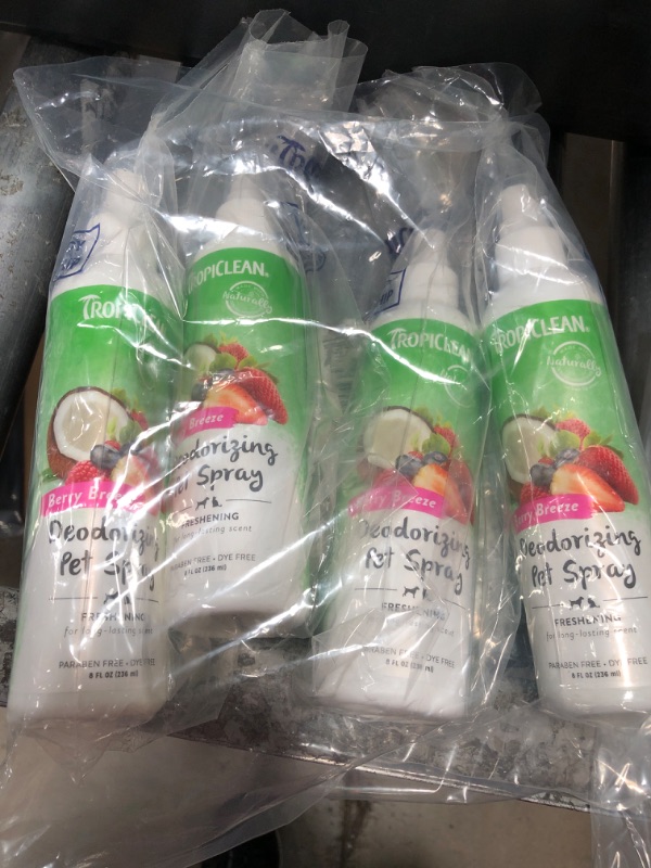 Photo 1 of 4pcks of TropiClean Berry Breeze Dog Perfume Spray Long Lasting | Naturally Derived Odor Removing Dog Deodorizing Spray | Cat Friendly | Made in USA | 8 oz. Berry Breeze 8 oz