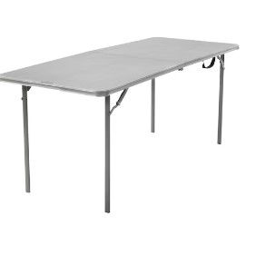 Photo 1 of 2.5-ft x 6-ft Indoor or Outdoor Rectangle Resin Gray Folding Banquet Table (8-Person)
