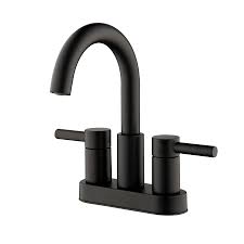 Photo 1 of *MISSING HARDWARE* allen + roth Harlow Matte Black 2-handle 4-in centerset WaterSense High-arc Bathroom Sink Faucet with Drain with Deck Plate