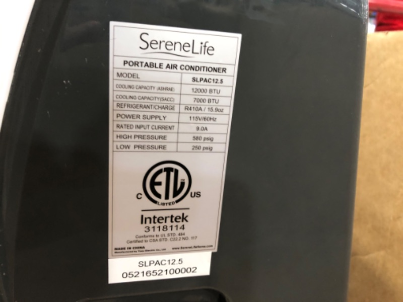 Photo 5 of **SEE COMMENTS*- SereneLife SLPAC12.5 SLPAC 3-in-1 Portable Air Conditioner with Built-in Dehumidifier Function,Fan Mode, Remote Control, Complete Window Mount Exhaust Kit, 12,000 BTU, White
