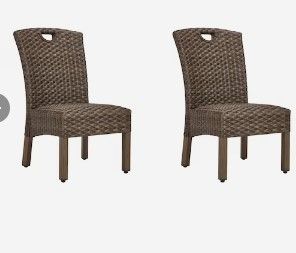 Photo 1 of allen + roth Wyndhurst Set of 2 Wicker Fawn Aluminum Frame Stationary Dining Chair(s) with Woven Seat
