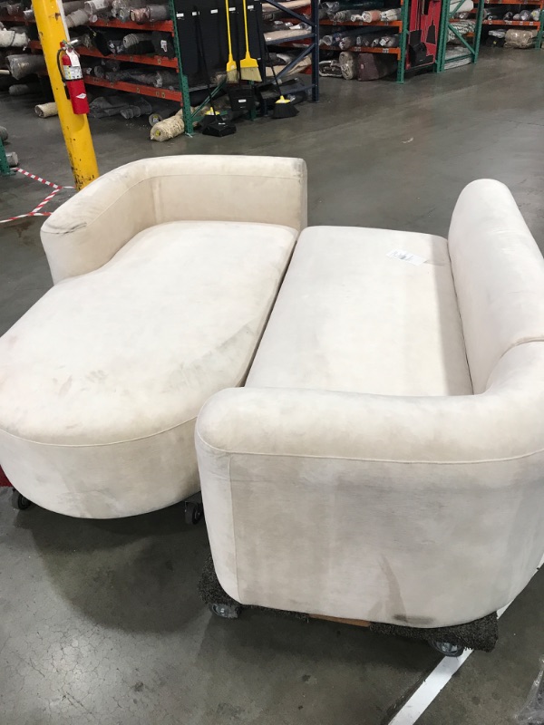 Photo 2 of 2 PIECES ONLY MISSING MIDDLE SECTION HAS 2 ENDS 
Acanva Luxury Modern Tight Curved Back Velvet Sofa, Minimalist Style Comfy Couch for Living Room Apartment Reception Space, L-Shape Left Chaise, Cream
