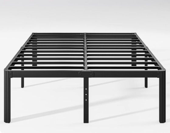 Photo 1 of  18in High Heavy Duty California King Bed Frames No Box Spring Needed, Metal Platform Cal King Bed Frame with Round Corners, Easy Assembly, Noise Free, Black  18in High Heavy Duty California King Bed Frames No Box Spring Needed, Metal Platform Cal King Be