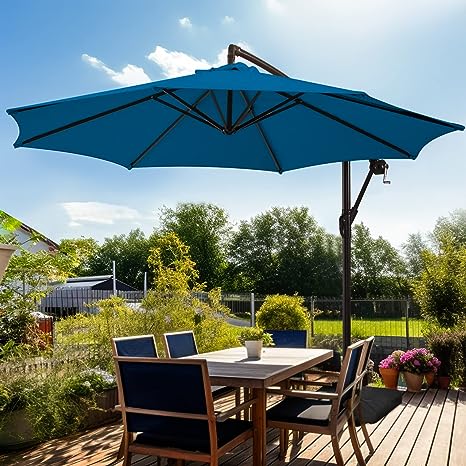 Photo 1 of ***HEAVILY USED and DIRTY - SEE PICTURES***
wikiwiki H Series Patio Offset Hanging Umbrella 10 FT Cantilever, Blue