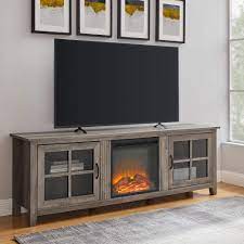 Photo 1 of [FOR PARTS]
Walker Edison Bern Classic 2 Glass Door Fireplace TV Stand for TVs up to 80 Inches, 70 Inch, Grey Wash