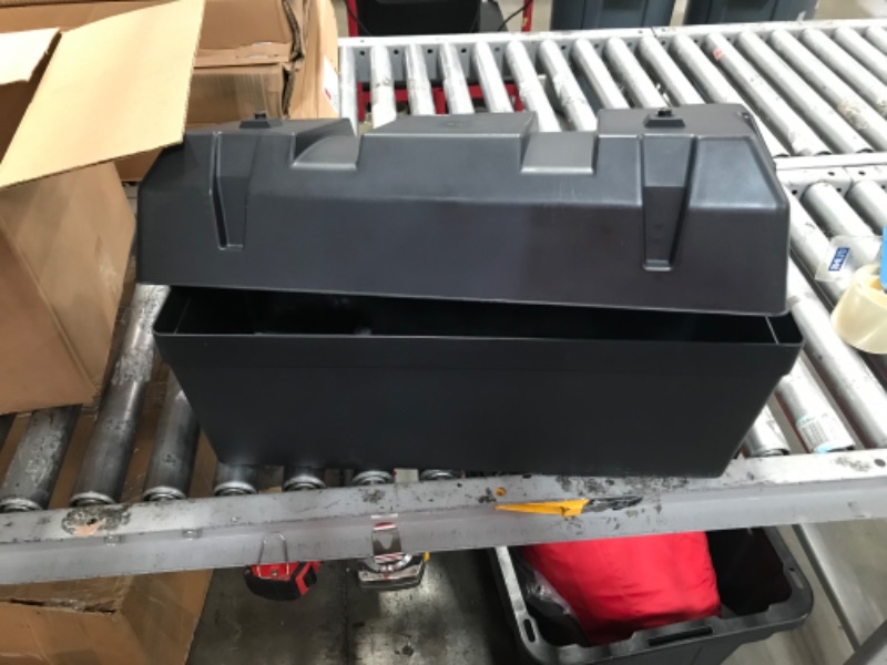 Photo 2 of Camco Heavy Duty Double Battery Box with Straps and Hardware - Group GC2 | Safely Stores RV, Automotive, and Marine Batteries | Measures Inside 21-1/2" x 7-3/8" x 11-3/16" | (55375) Frustration Free Packaging Double Battery Box