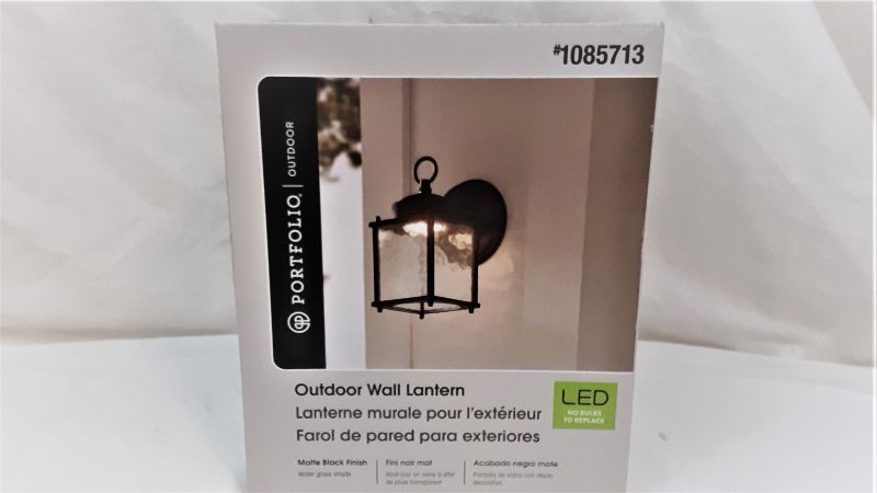 Photo 1 of ****MISSING HARDWARE***Portfolio Wall Lantern 8.25-in H Black LED Outdoor Wall Light