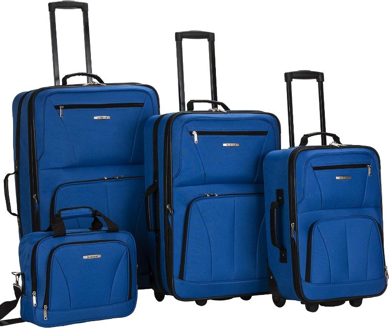 Photo 1 of ***DAMAGED***Rockland Journey Softside Upright Luggage Set,Expandable, Blue, 4-Piece (14/19/24/28)
