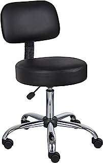 Photo 1 of Boss Office Products Be Well Medical Spa Stool with Back in Vinyl, Black