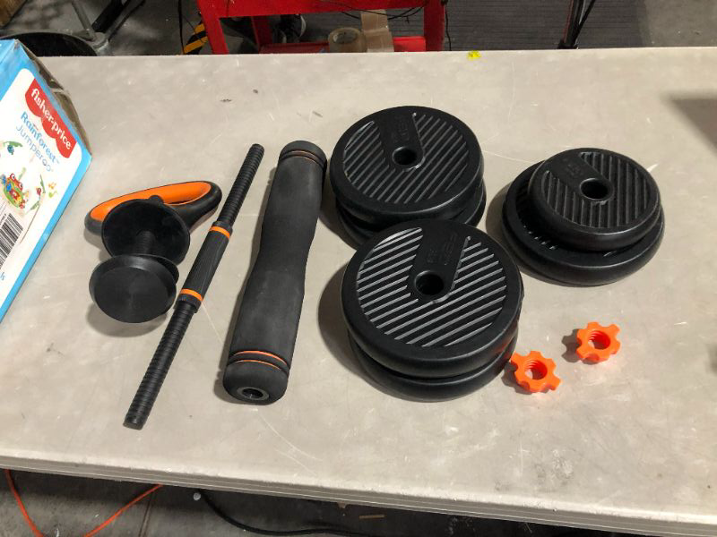 Photo 2 of ***MISSING PARTS - NONFUNCTIONAL - SEE NOTES***
EDOSTORY Adjustable Dumbbell Set, Orange/Black