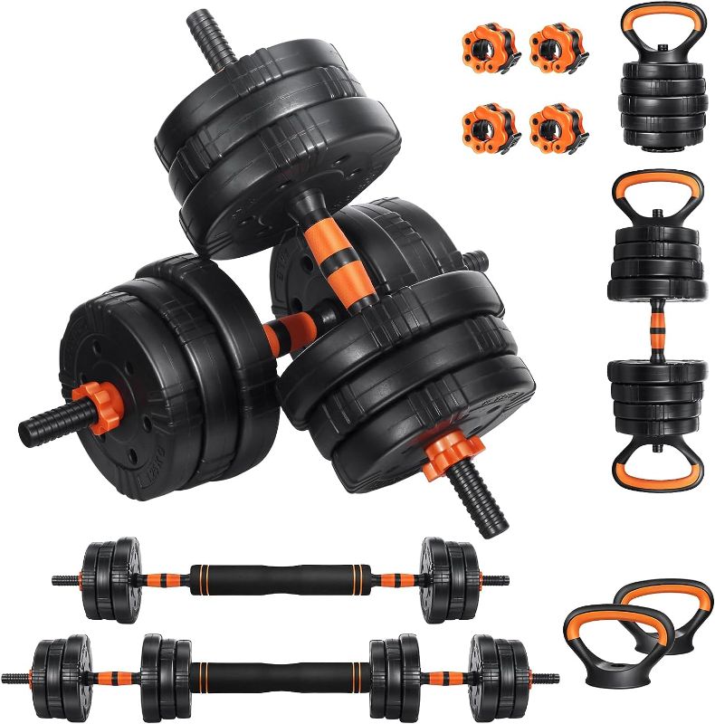 Photo 1 of ***MISSING PARTS - NONFUNCTIONAL - SEE NOTES***
EDOSTORY Adjustable Dumbbell Set, Orange/Black