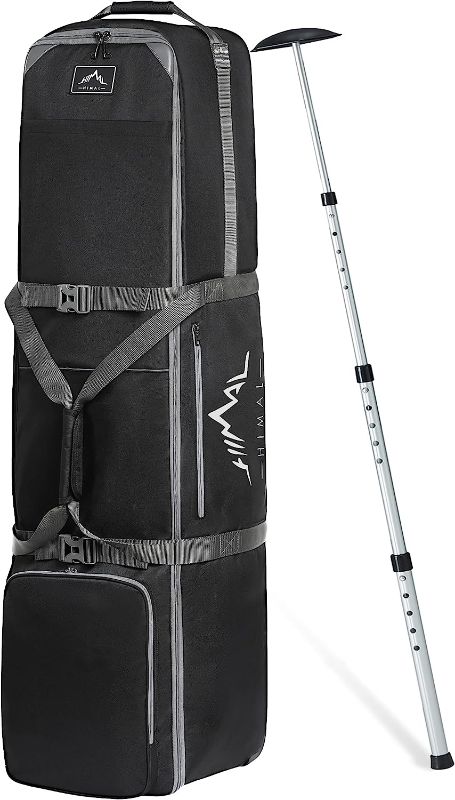 Photo 1 of GoHimal Golf Travel Bag with Adjustable Support Rod, 900D Heavy Duty Oxford Fabric Golf Travel Case for Airlines with Wheels
