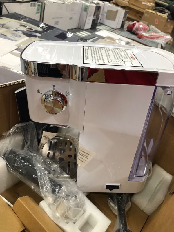 Photo 3 of *USED* Gevi Espresso Machines 20 Bar Fast Heating Automatic Cappuccino Coffee Maker with Foaming Milk Frother Wand for Espresso, Latte Macchiato, 1.2L Removable Water Tank, 1350W, White
