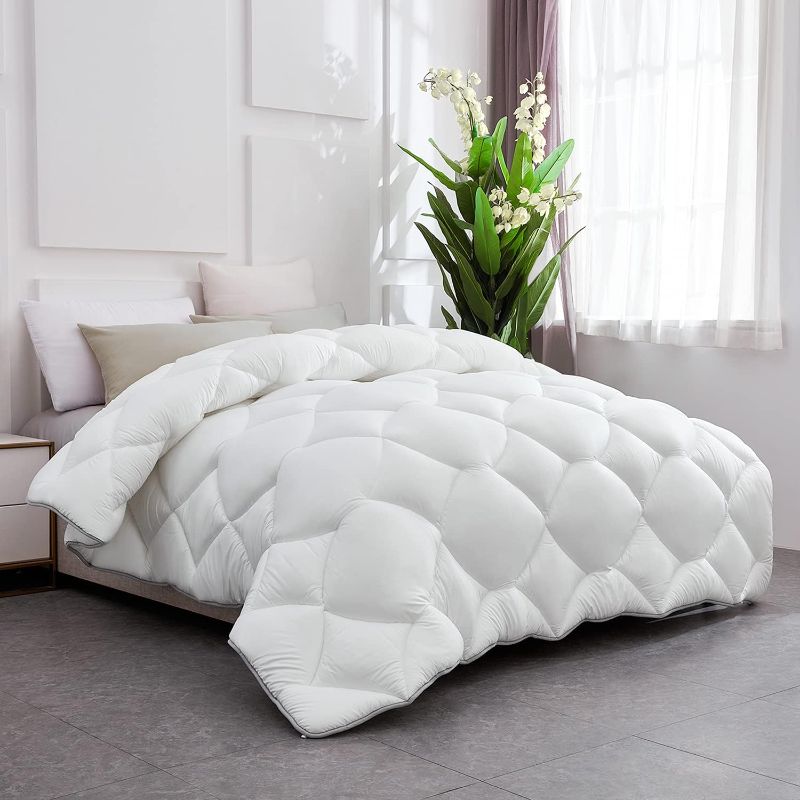 Photo 1 of Lipo Comforter Duvet Insert King - All Season Comforters King Size - Quilted Down Alternative Comforter Reversible Duvet Insert with Corner Tabs (White,King,90x102 inches)