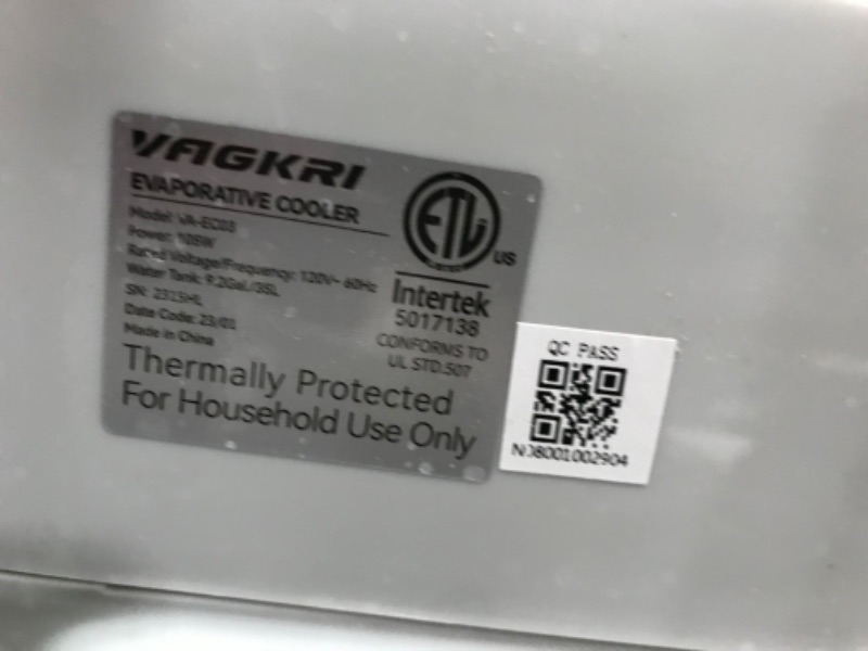 Photo 6 of Evaporative Cooler, VAGKRI 2100CFM Air Cooler, 120°Oscillation Swamp Cooler with Remote Control, 24H Timer, 3 Wind Speeds for Outdoor Indoor Use,8 Gallon
