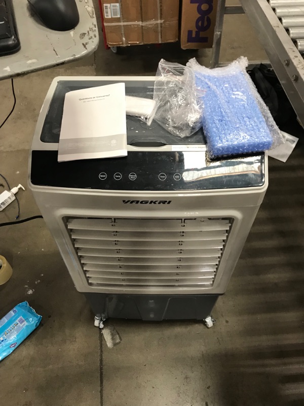Photo 1 of Evaporative Cooler, VAGKRI 2100CFM Air Cooler, 120°Oscillation Swamp Cooler with Remote Control, 24H Timer, 3 Wind Speeds for Outdoor Indoor Use,8 Gallon
