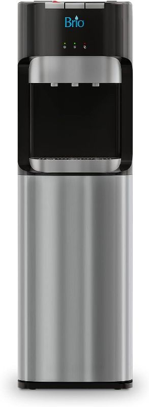 Photo 1 of Brio CLBL420V2 Bottom Loading Water Cooler Dispenser for 3 & 5 Gallon Bottles - 3 Temperatures with Hot, Room & Cold Spouts, Child Safety Lock, LED Display with Empty Bottle Alert, Stainless Steel
