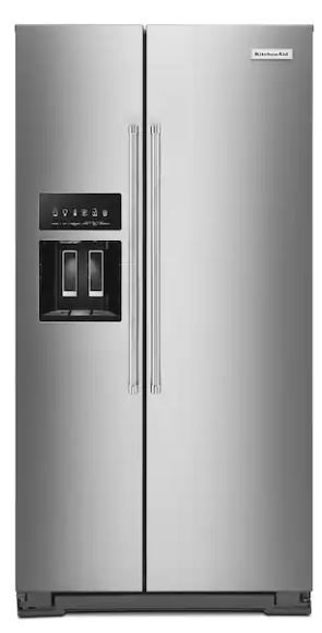 Photo 1 of *TESTED NO COLDNESS// BINS CRACKED//MISSING BINS// DIRTY** KitchenAid 36 Inch Wide 22.6 Cu. Ft. Side By Side Refrigerator with PrintShield™ Finish
