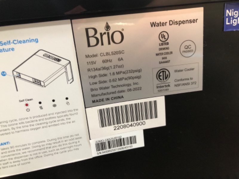 Photo 2 of *POWERS ON** *MINOR DAMAGE** Brio Self Cleaning Bottom Loading Water Cooler Water Dispenser - Limited Edition