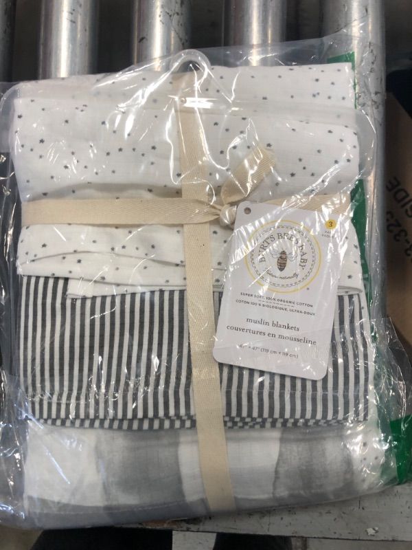 Photo 2 of Burt's Bees Baby - Swaddles, Muslin Cotton Baby Blankets, 3-Pack, Multipurpose Lightweight & Breathable 100% Organic Cotton Stars 47" X47"