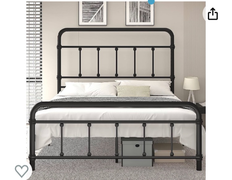 Photo 1 of *STOCK PHOTO JUST FOR REFERENCE** Macbimony Queen-Bed-Frame with headboard Giselle-Vintage Antique-Metal - Platform Mattress Foundation,49 inch High,No Box Spring Needed(Black)