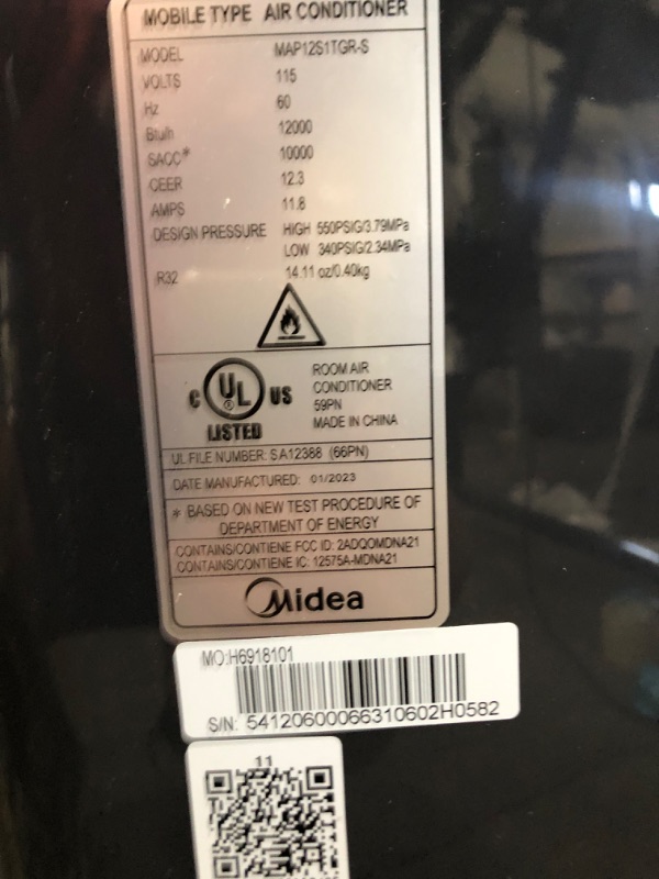 Photo 5 of (NEEDS REPAIRS)Midea Duo 12,000 BTU (10,000 BTU SACC) HE Inverter Ultra Quiet Portable Air Conditioner, Cools up to 450 Sq. Ft., Works with Alexa/Google Assistant, Includes Remote Control & Window Kit Dual Hose, Inverter 12,000 BTU