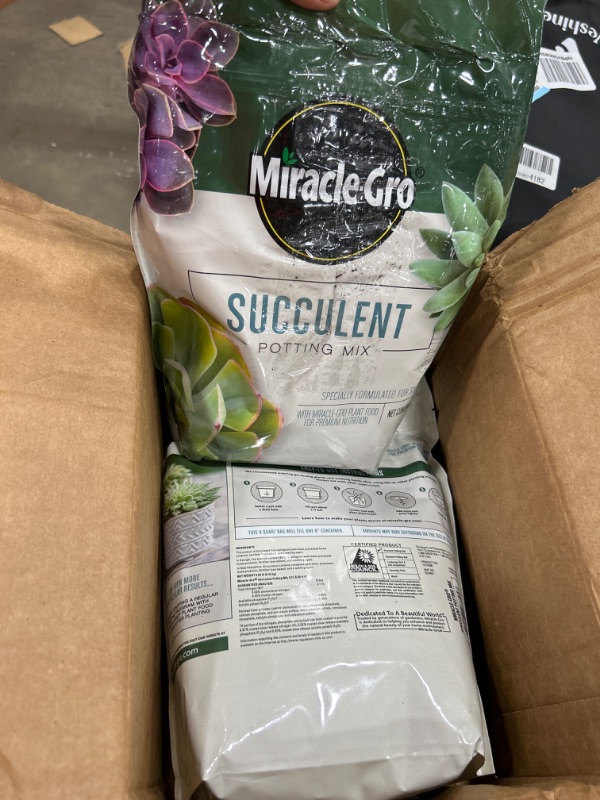 Photo 2 of 2pk-Miracle-Gro Succulent Potting Mix: Fertilized Soil with Premium Nutrition for Indoor Cactus Plants, Aloe Vera and More, 4 qt. 1 Pack Succulent Potting Mix