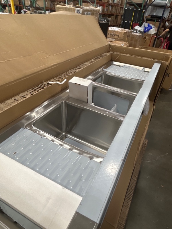 Photo 4 of **SOME DENTS** DuraSteel 3 Compartment Stainless Steel Bar Sink with 10" L X 14" W X 10" D B
