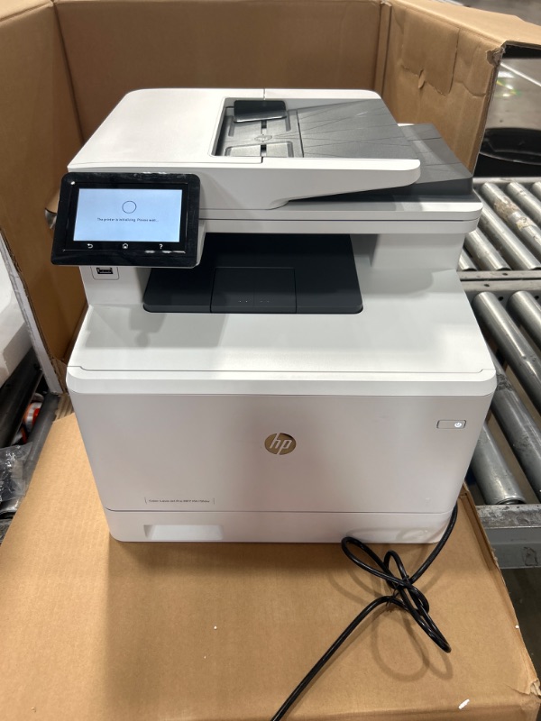 Photo 2 of ***PARTS ONLY NOT FUNCTIONAL**HP Color Laserjet Pro Multifunction M479fdw Wireless Laser Printer- Print Scan Copy Fax - 28 ppm, 600 x 600 dpi, 8.5 x 14, 50-Page ADF, Ethernet, Auto Duplex Printing, Cbmou Printer?Cable
