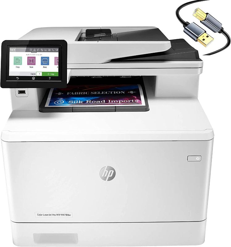 Photo 1 of ***PARTS ONLY NOT FUNCTIONAL**HP Color Laserjet Pro Multifunction M479fdw Wireless Laser Printer- Print Scan Copy Fax - 28 ppm, 600 x 600 dpi, 8.5 x 14, 50-Page ADF, Ethernet, Auto Duplex Printing, Cbmou Printer?Cable
