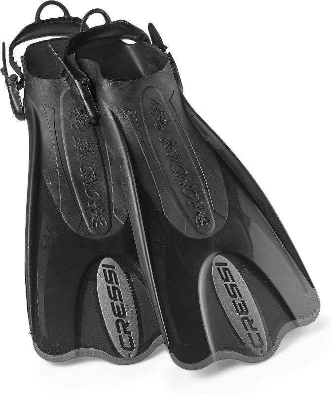 Photo 1 of Cressi Short Adjustable Fins - Snorkeling Versatile Open Heel to use Also Barefoot - Palau SAF Made in Italy Quality Since 1946
