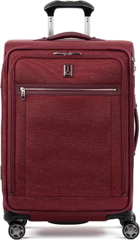 Photo 1 of Travelpro Platinum Elite Softside Expandable Checked Luggage, 8 Wheel Spinner Suitcase, TSA Lock, Men and Women, Bordeaux Red, Checked Medium 25-Inch
