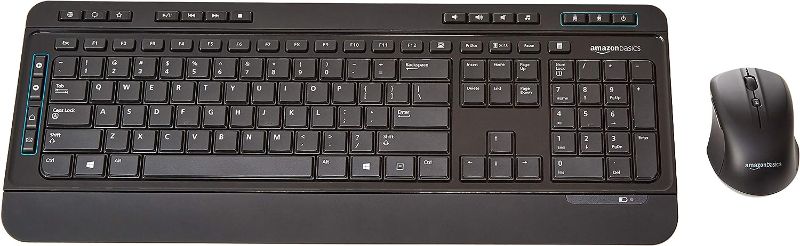 Photo 1 of Amazon Basics Wireless Full Size Computer Keyboard and Mouse Combo, US Layout (QWERTY), Black
