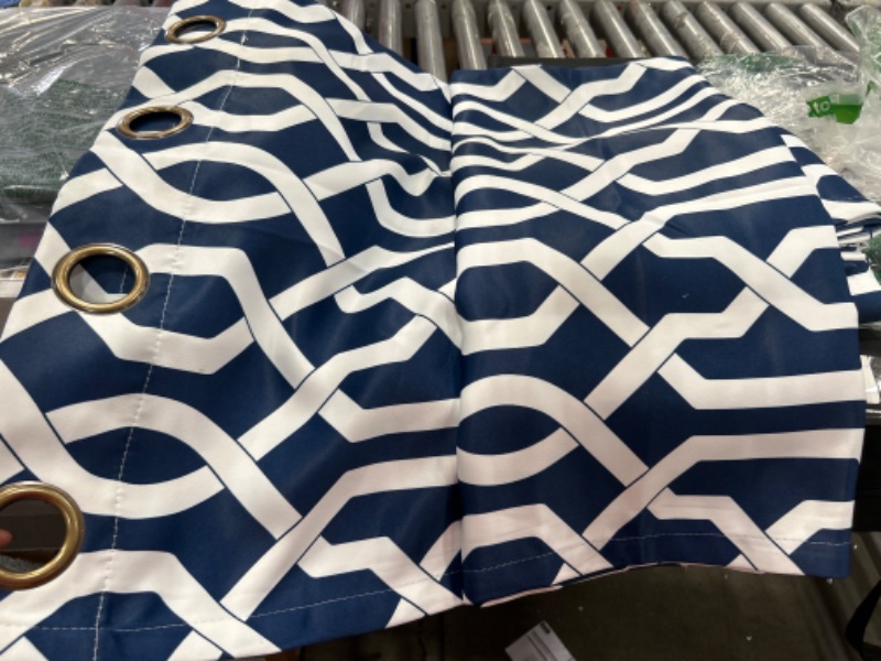 Photo 1 of 2pcs 50" inch wide blue pattern curtains