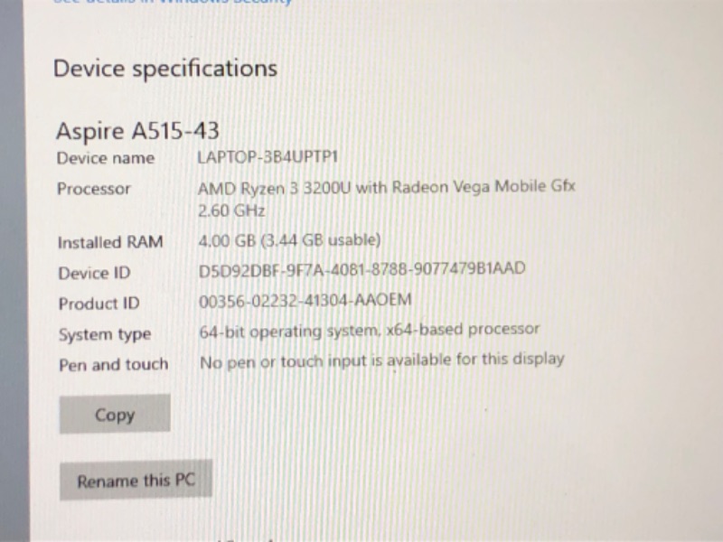 Photo 2 of SEE NOTES**Acer Aspire 5 Slim 15.6" FHD IPS Premium Laptop | AMD Ryzen 7 3700U | Backlit Keyboard | Fingerprint Reader | Windows 11 (Silver, 8GB DDR4 | 256GB SSD)
