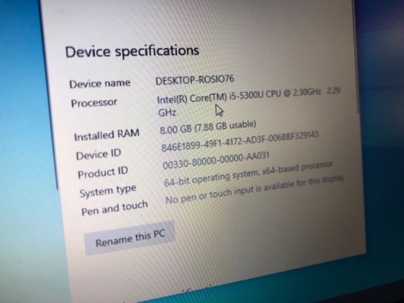 Photo 3 of Lenovo ThinkPad T450 14in Laptop, Core i5-5300U 2.3GHz, 8GB Ram, 250GB SSD, Windows 10 Pro 64bit, Webcam (Renewed)