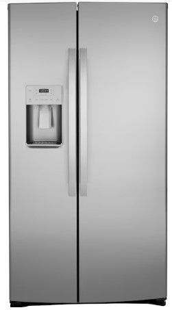 Photo 1 of SM DENT TO FRONT DOOR**GE 21.8-cu ft Counter-depth Side-by-Side Refrigerator with Ice Maker (Stainless Steel)