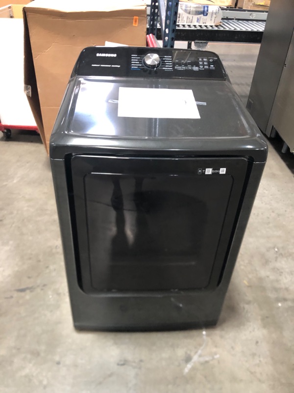 Photo 3 of SCRATCHED; LIKE NEW**Samsung 7.4-cu ft Reversible Side Swing Door Steam Cycle Smart Gas Dryer (Brushed Black)