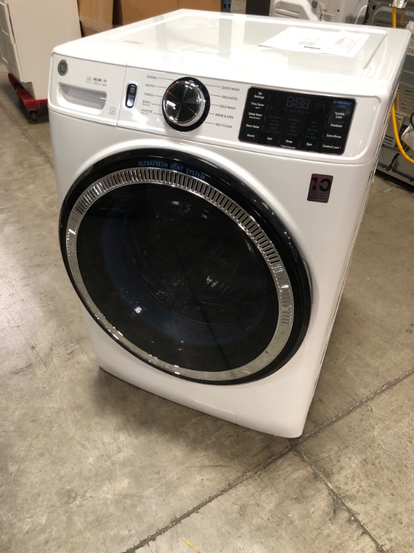 Photo 6 of COSMETIC DAMAGES**GE UltraFresh Vent System 4.8-cu ft Stackable Smart Front-Load Washer (White)