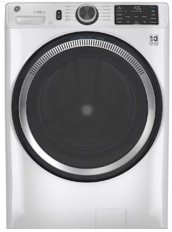 Photo 1 of COSMETIC DAMAGES**GE UltraFresh Vent System 4.8-cu ft Stackable Smart Front-Load Washer (White)