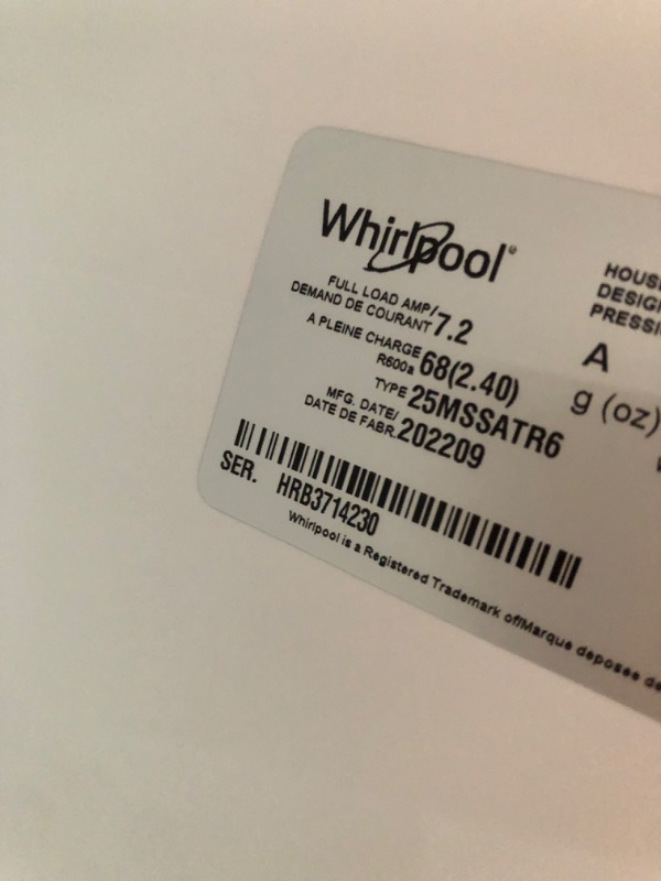 Photo 4 of SM DENT TO FRONT DOOR**Whirlpool 24.6-cu ft Side-by-Side Refrigerator with Ice Maker (Fingerprint Resistant Stainless Steel)