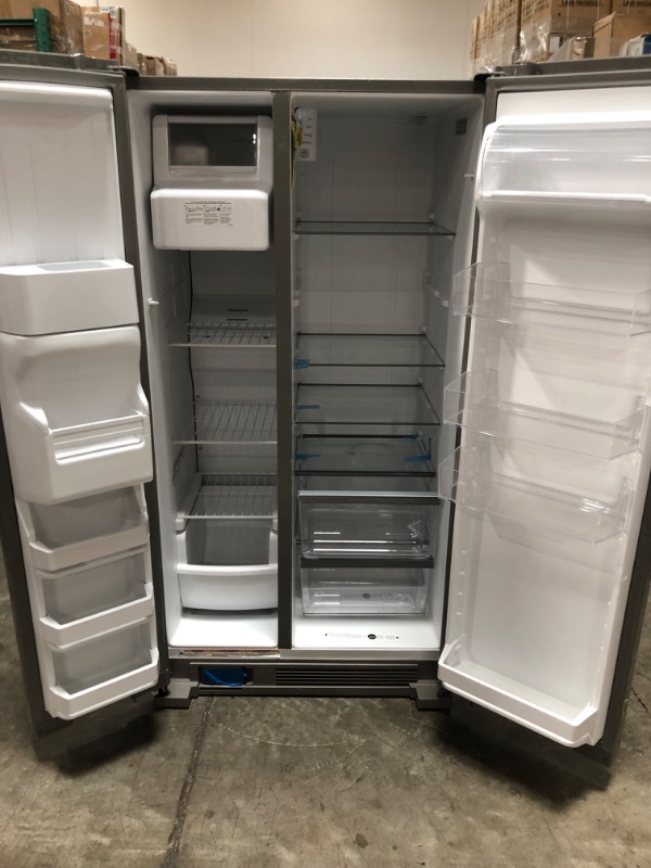 Photo 5 of SM DENT TO FRONT DOOR**Whirlpool 24.6-cu ft Side-by-Side Refrigerator with Ice Maker (Fingerprint Resistant Stainless Steel)