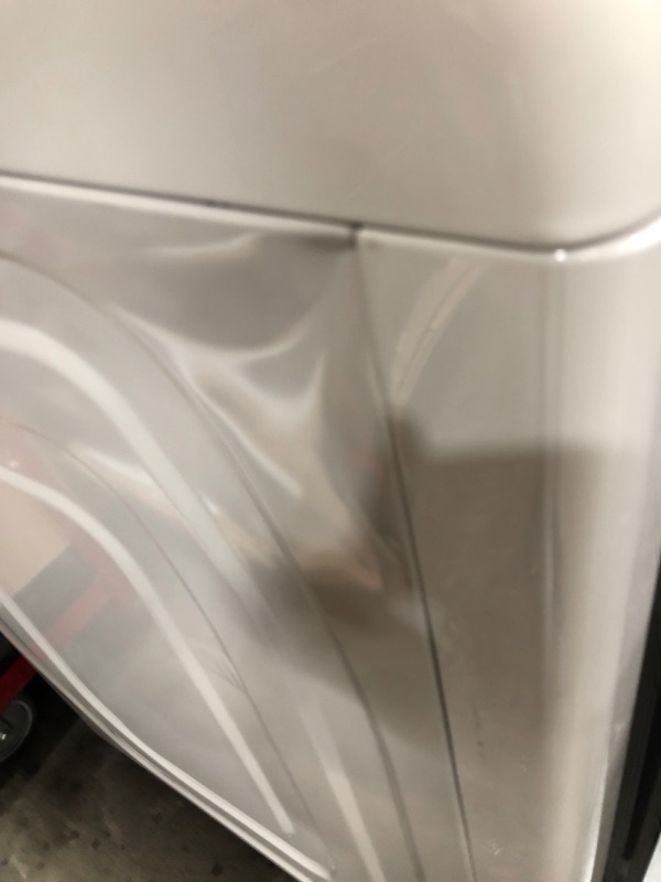 Photo 8 of DENTED SIDE; SCRATCHED FRONT**Samsung 7.4-cu ft Reversible Side Swing Door Stackable Steam Cycle Smart Gas Dryer (Ivory)