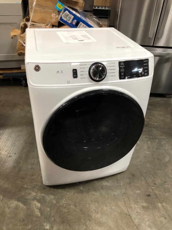 Photo 7 of SCRATCHED; LIKE NEW**GE 7.8-cu ft Stackable Smart Electric Dryer (White)