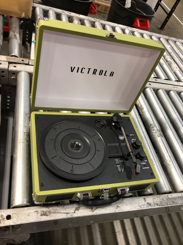 Photo 3 of MISSING POWERCORD**Victrola Vintage 3-Speed Bluetooth Portable Suitcase Record Player with Built-in Speakers | Upgraded Turntable Audio Sound|Green Olive