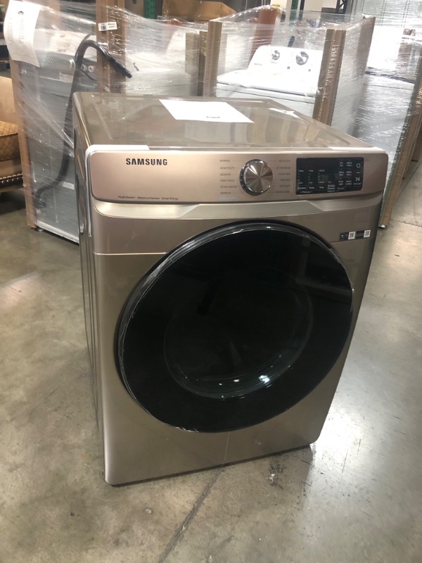 Photo 2 of ***Parts Only***SCRATCHED BOTTOM FRONT**Samsung 7.5-cu ft Stackable Steam Cycle Smart Electric Dryer (Champagne)