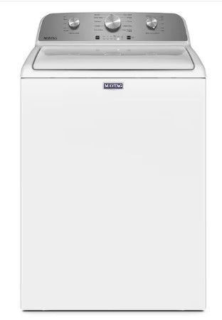 Photo 1 of DENTED/SCRATCHED SIDE**Maytag 4.5-cu ft High Efficiency Agitator Top-Load Washer (White)